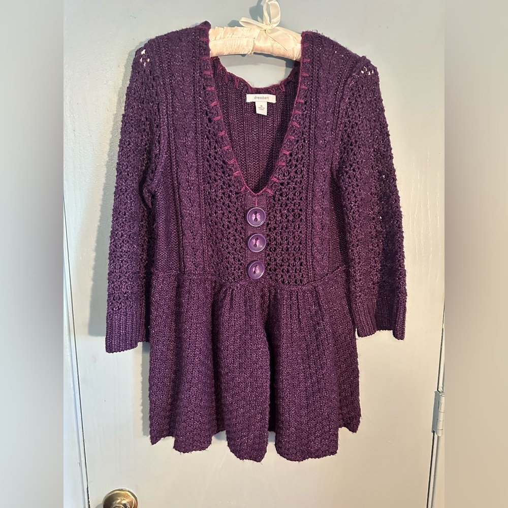 Dress Barn purple pullover 3/4 length sleeve sweater, M, EUC